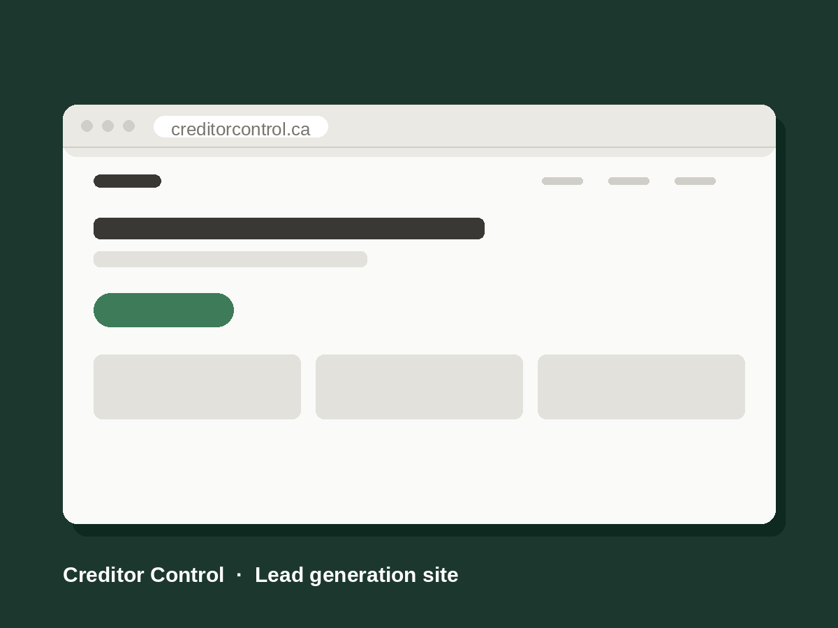 Creditor Control lead generation website built by NEZDEK